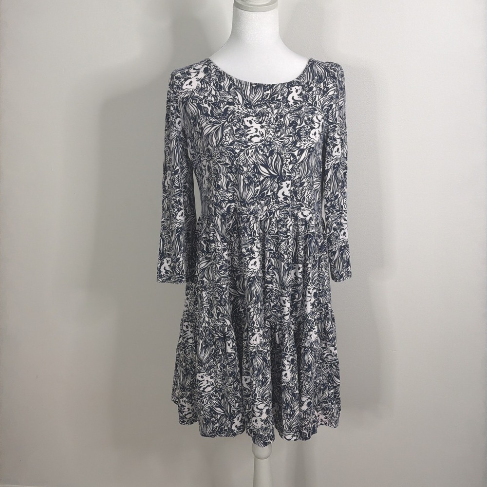Lilly Pulitzer Dress Womens Small Blue Koala Print Geonna Swing 3/4 Sleeve